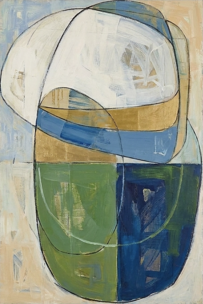 Abstract Blue Green Held Open - Wall Art by Fir Gallery