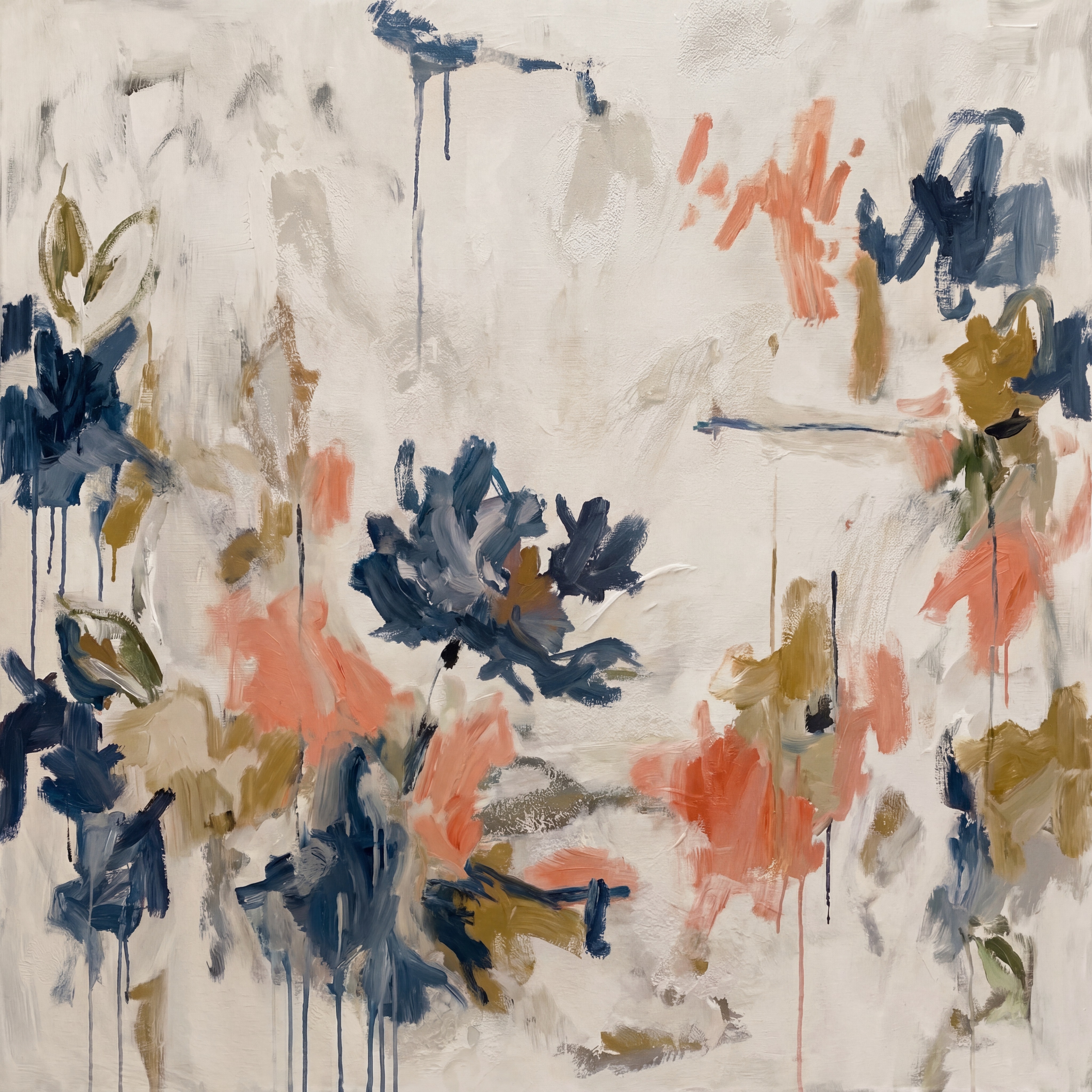 Abstract Floral Navy Coral Drift - Wall Art by Fir Gallery