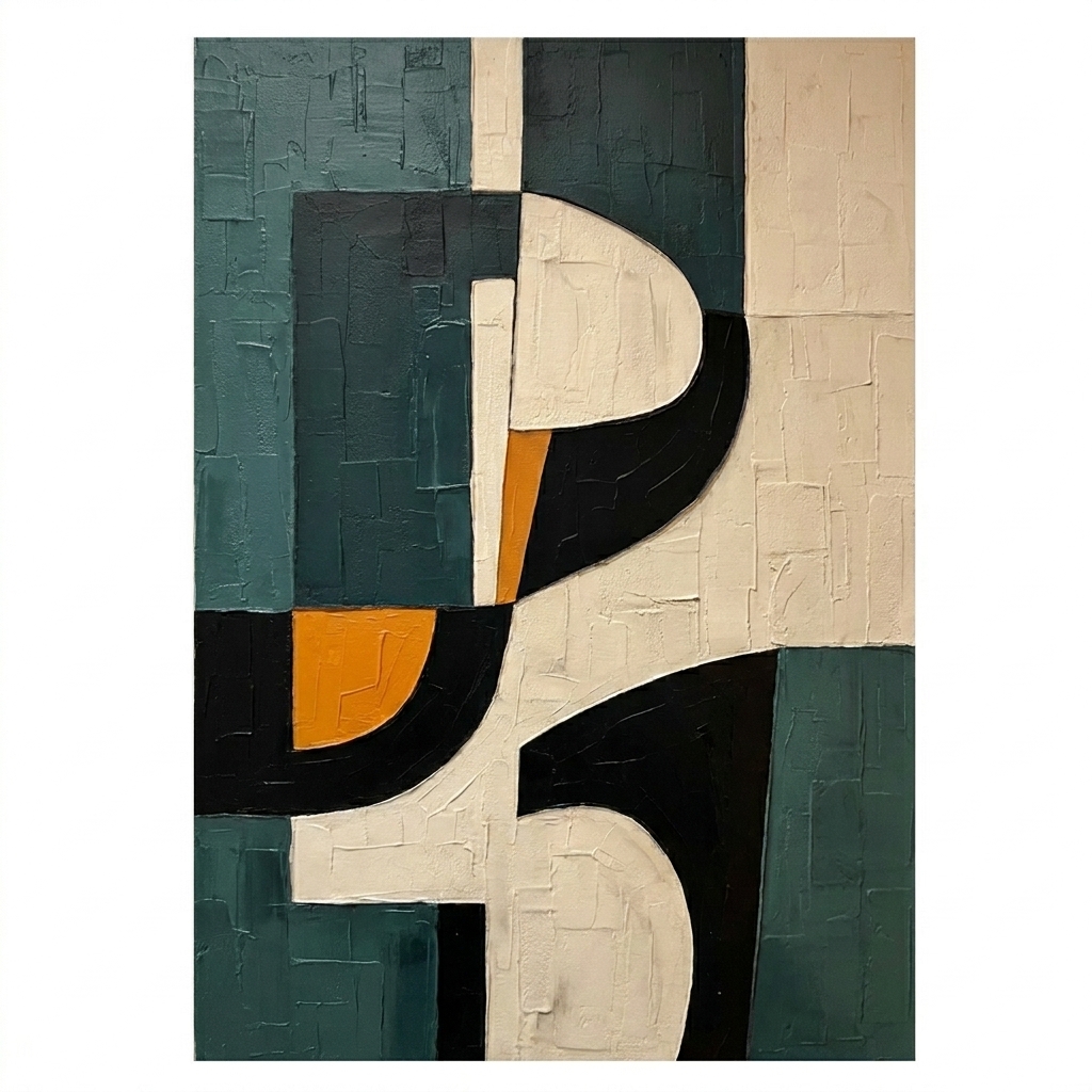 Geometric Teal Abstract Slow Turn - Wall Art by Fir Gallery