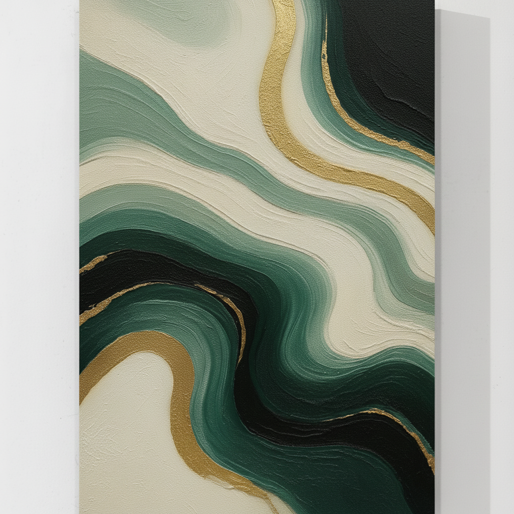 Abstract Green Gold Slow Drift - Wall Art by Fir Gallery