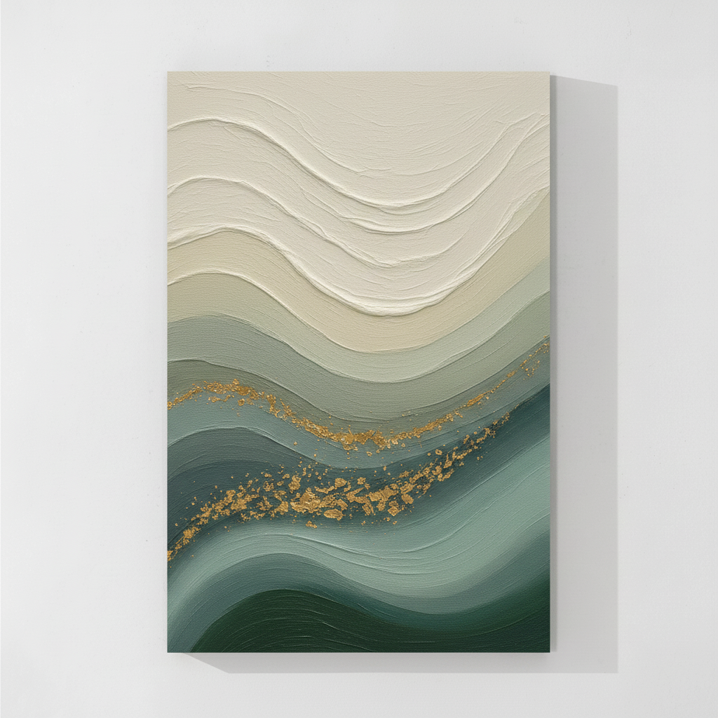 Abstract Green Wave Still Tide - Wall Art by Fir Gallery