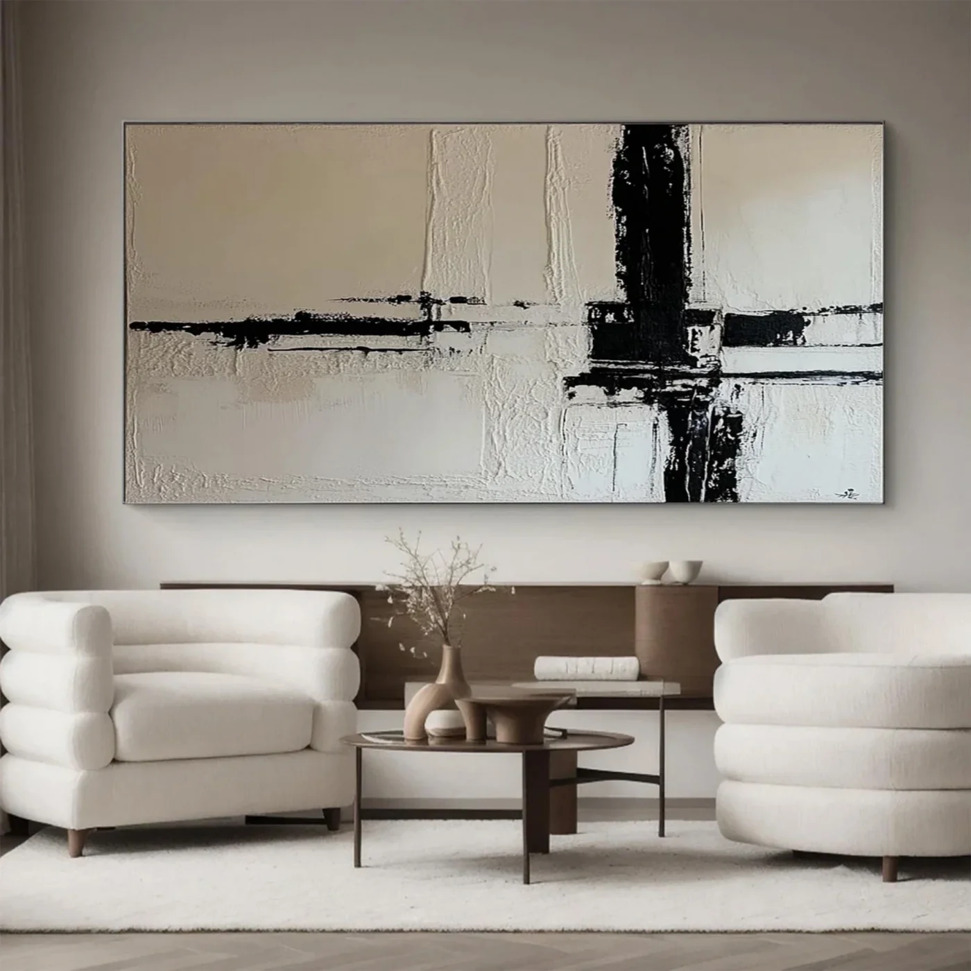 Monochrome Textured Abstract Held Ground - Wall Art by Fir Gallery