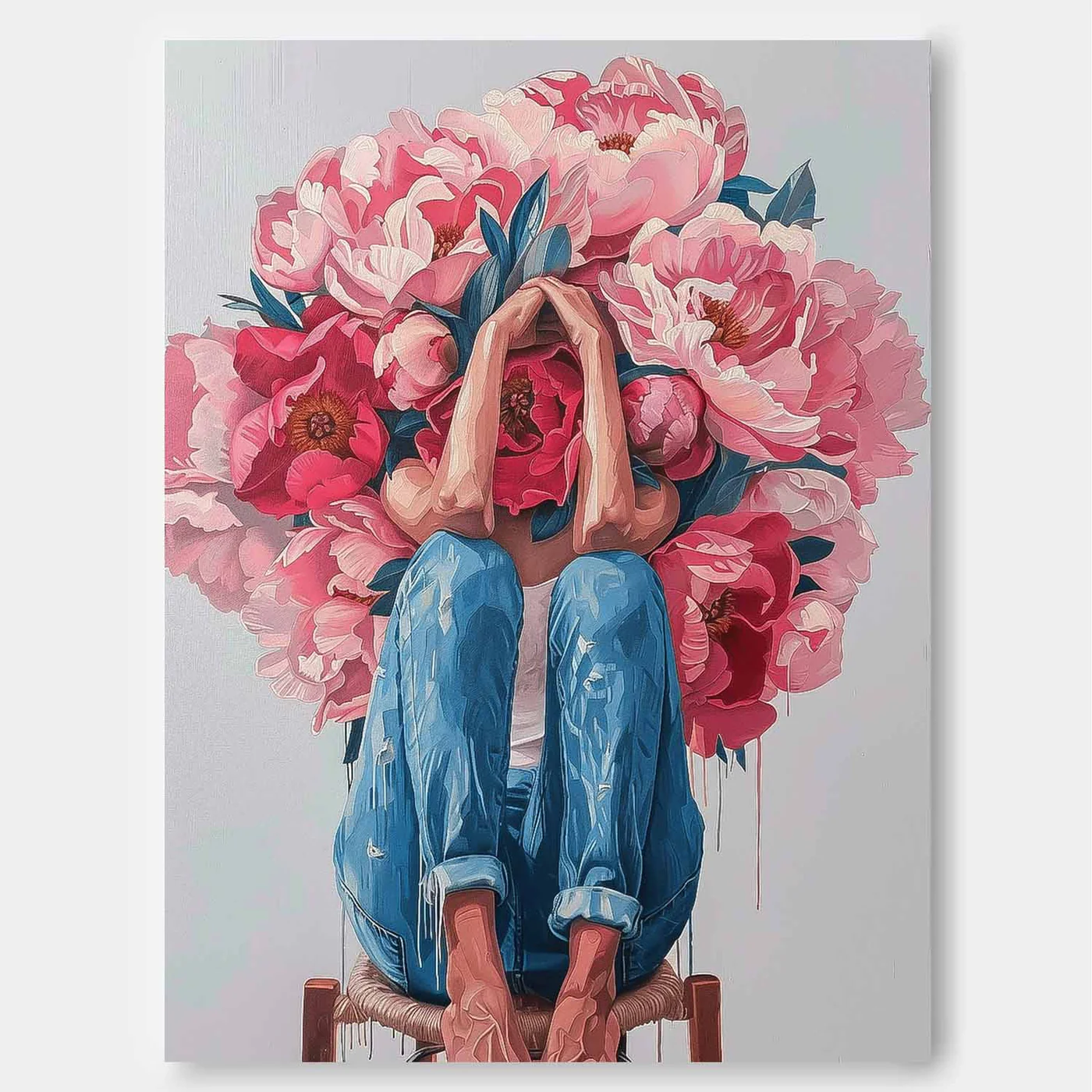 Pink Floral Figure Morning Bloom - Wall Art by Fir Gallery