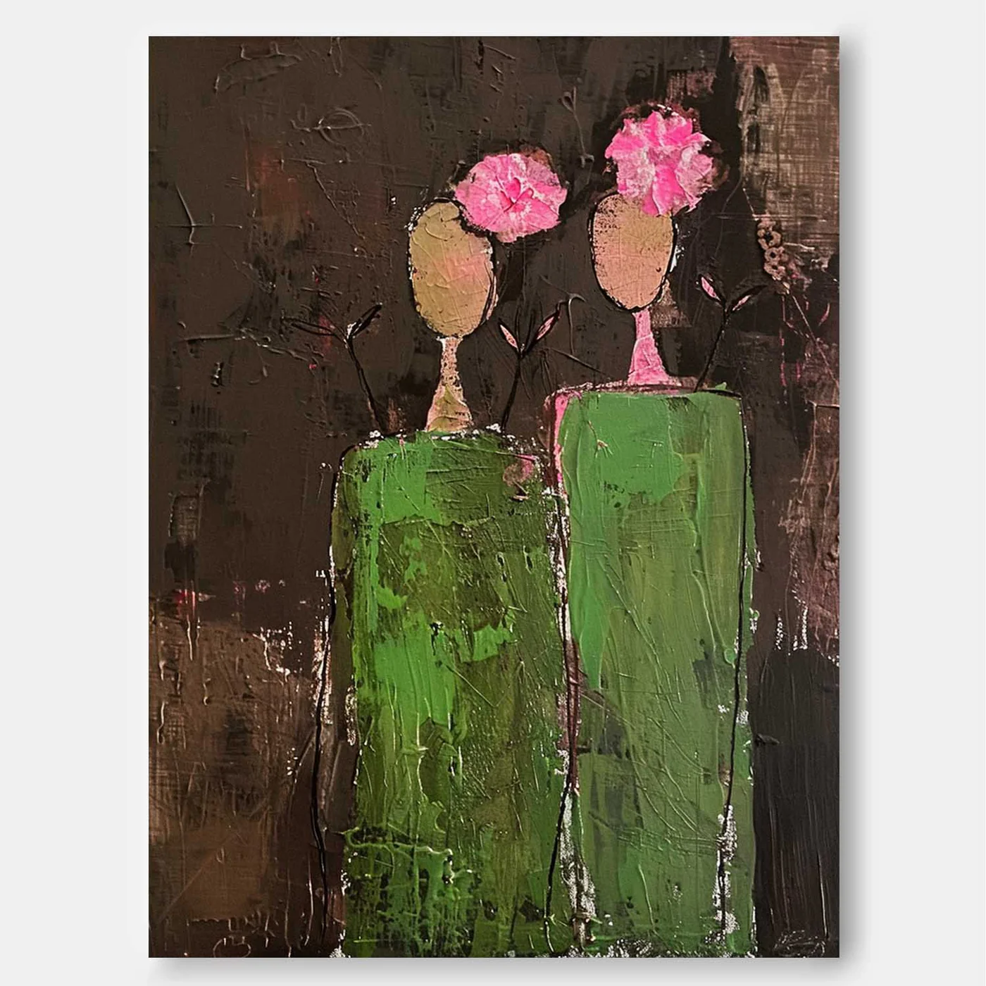 Abstract Figurative Green Pink Together - Wall Art by Fir Gallery