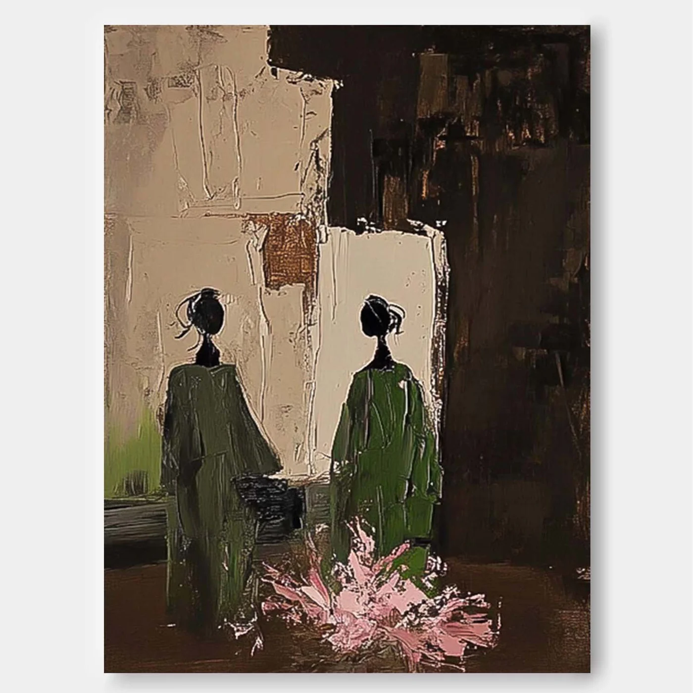 Figurative Green Dark Two Figures - Wall Art by Fir Gallery