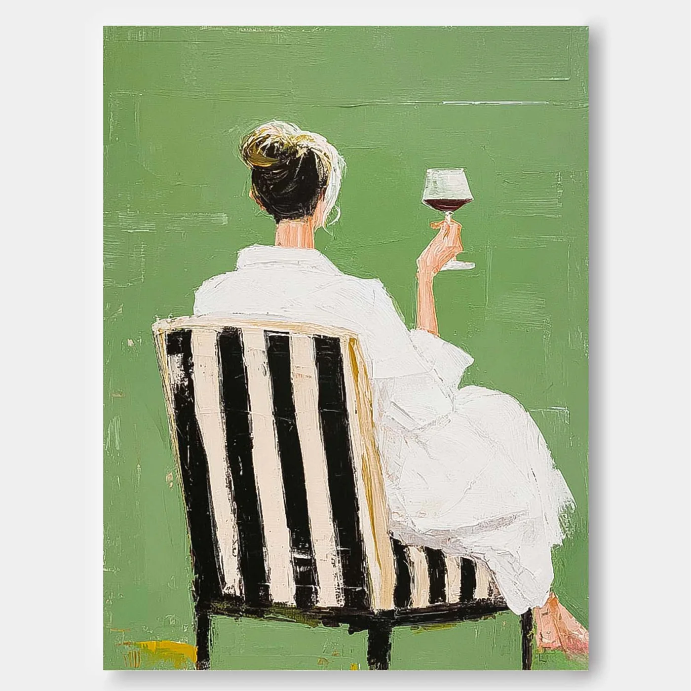 Green Figurative Woman Unwinding - Wall Art by Fir Gallery