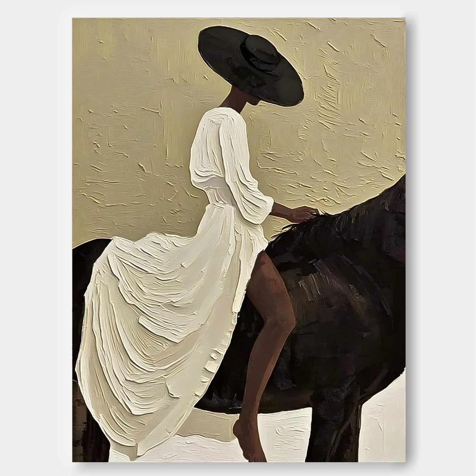 Equestrian Figurative White Rider - Wall Art by Fir Gallery