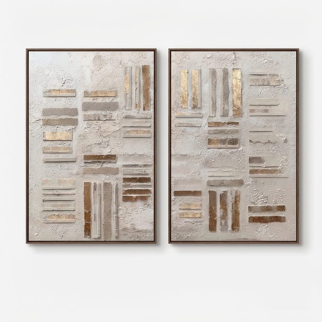 Neutral Textured Abstract Still Intervals - Wall Art by Fir Gallery