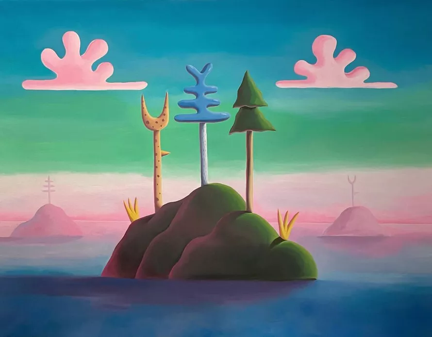 Symbolist Dreamscape Island Reverie - Wall Art by Recca Art