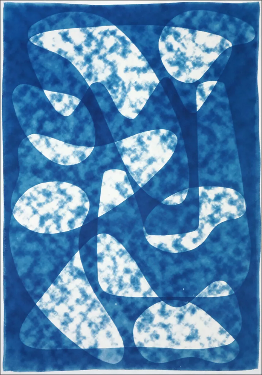 Cyanotype Abstract Slow Current - Wall Art by Recca Art
