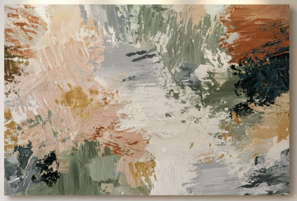 Textured Abstract Neutral Quiet Ground - Painting by Fir Gallery