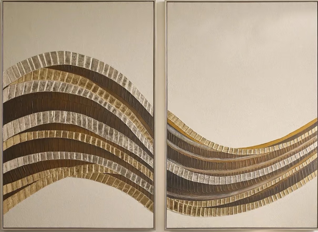 Abstract Gold Wave Crossing