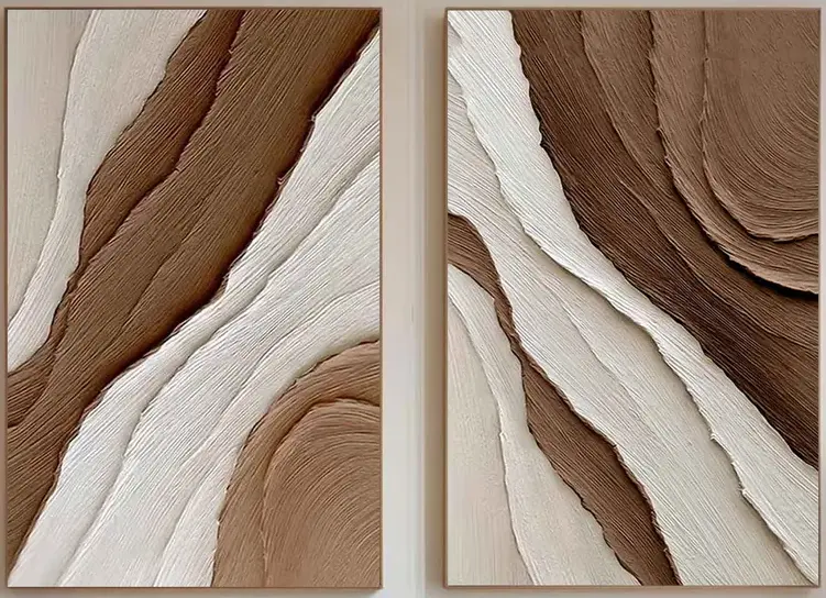 Textured Diptych Flowing Ridges