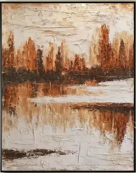 Textured Amber Skyline Reflection