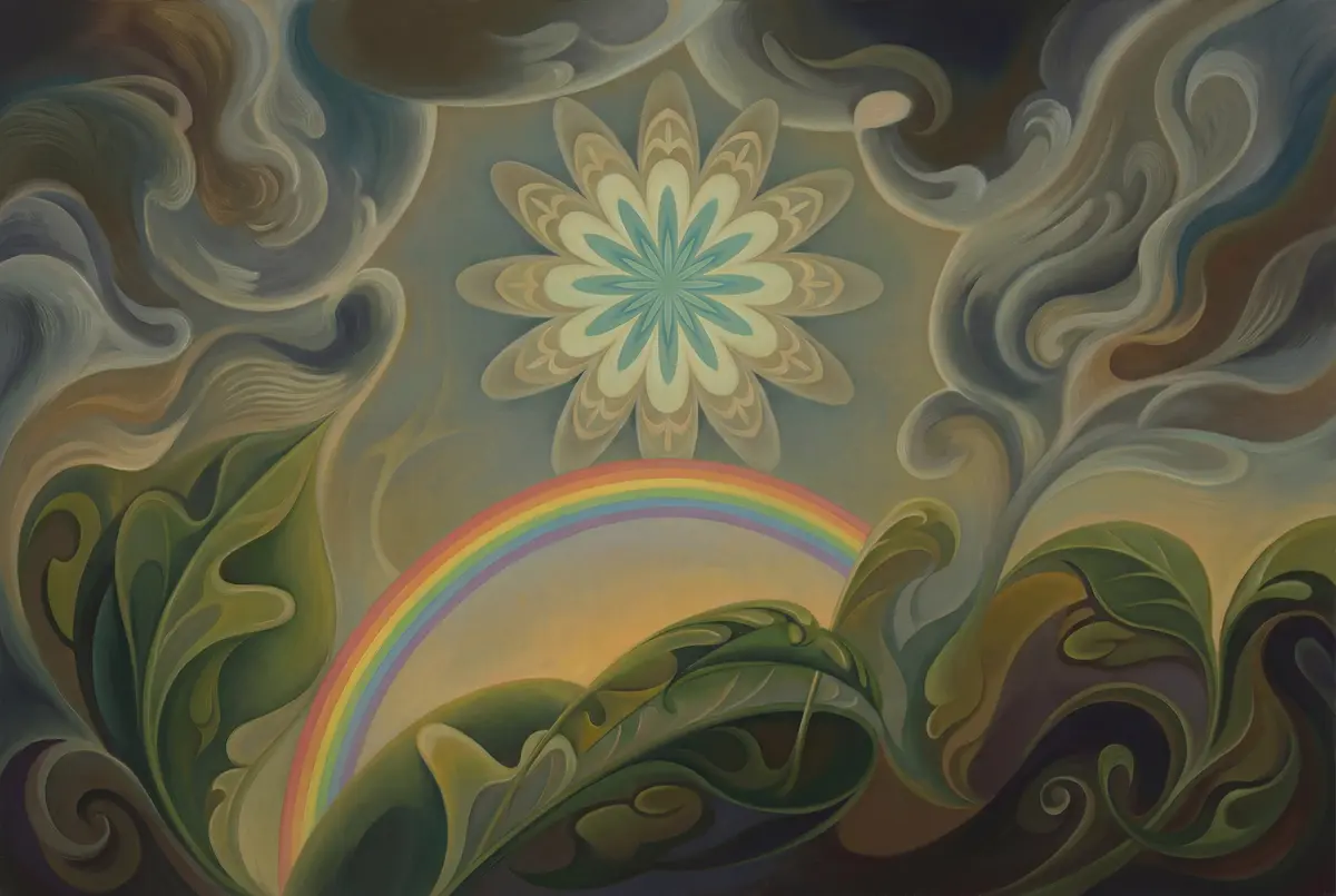 Symbolic Rainbow Flower Eternal Bloom - Wall Art by Recca Art ...